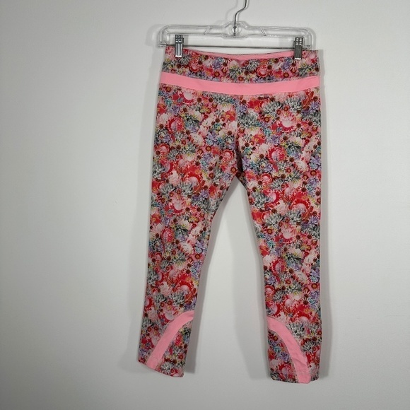 Lululemon Women's Sz 6 Run Inspire Crop II Flowabunga Mini Multi Bleached Coral - Picture 2 of 11